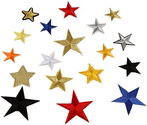 18 Pcs Twinkle Stars Bling Embroidered Iron-on Patch or Sew-on patch Motif Applique for Jeans clothing
