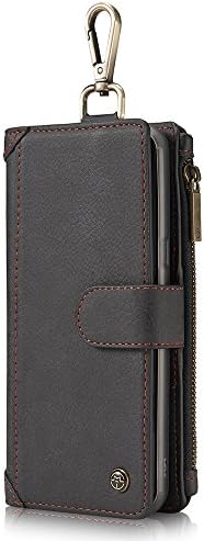 Samsung Galaxy S8 Plus Case Wallet Phone Case Flip Cover Magnetic Detachable Case with Card Slots Grey