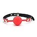 iEFiEL PU Leather Paly Buckle Belt Silicon Mouth Ball Open Breathable Mouth Gag For Men Woman (Red With Locks)