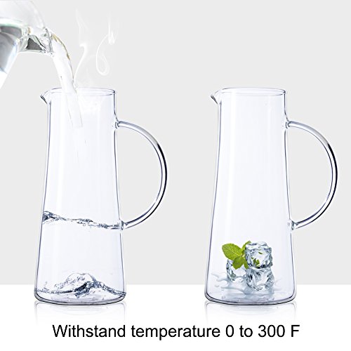 50 Ounces Glass Pitcher with Lid, Water Carafe for Juice and Iced Tea