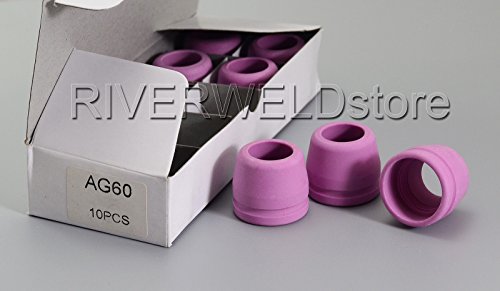 RIVERWELDWSD-60P WSD-60 60P Plasma Cutter Torch Shield Cup Shroud Groove Pilot ARC starting for WSD-60 CUT-60 LGK-60 Plasma Cutter Pack of 10