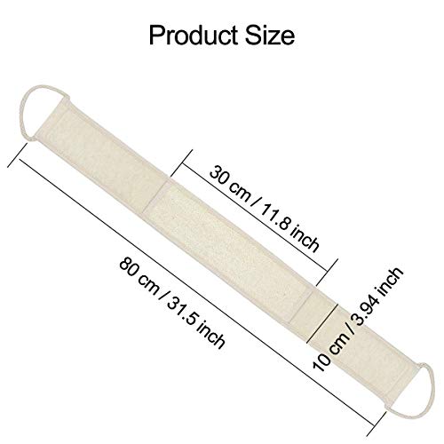 Back Scrubber, for Women Men Body Shower Long Handle with Loofah Natural Material Design 3.94 ✖ 31.5 inch (Beige)