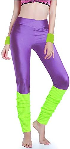 Kimberly's Knit Women 80s Party Neon Capri Running Workout Leggings Leg Warmers