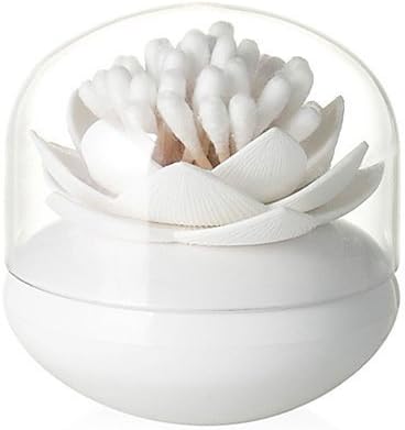 Yedays Lovely Lotus Cotton Bud Swabs Small Q-tips Toothpick Brushes Dustproof Holder Box Storage Container Home Decor Bathroom Vanity Canister Jar for Swabs