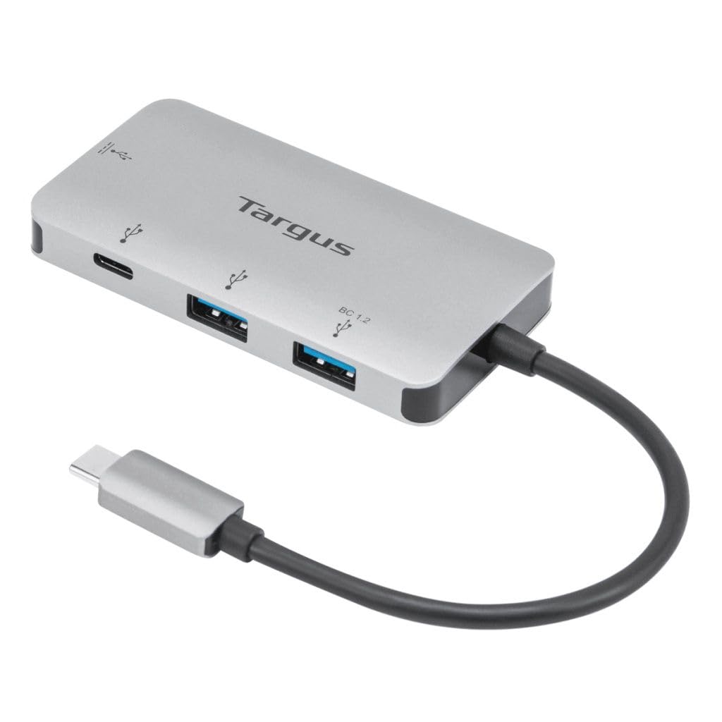 Targus USB-C Multi-Port Hub with 2x USB-A and 2x USB-C Ports with 100W PD Pass-Thru, Gray (ACH228EU)