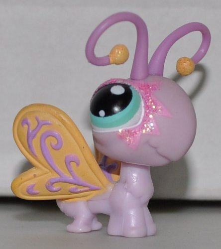 Butterfly #397 (Purple body, Yellow Wings, Glitter Stars on Eyes) Littlest Pet Shop (Retired) Collector Toy - LPS Collectible Replacement Single Figure - Loose (OOP Out of Package & Print)
