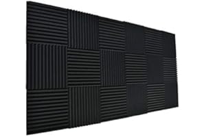 XIN&LOG 24 Pack Black 1" x 12" x 12" Acoustic Wedge Studio Foam Sound Absorption Wall Panels (24pack-black)