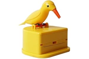 Yellow Woodpecker Toothpick Dispenser,Telescopic Toothpick Box for Home,Kitchen Decoration, Cute Little Bird Push-Type Automa