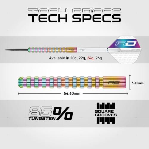 RED DRAGON Javelin Spectron - Premium Tungsten Steeltip Darts Set with Dart Flights and Dart Shafts (Stems) - Available in 20g, 22g, 24g, 26g