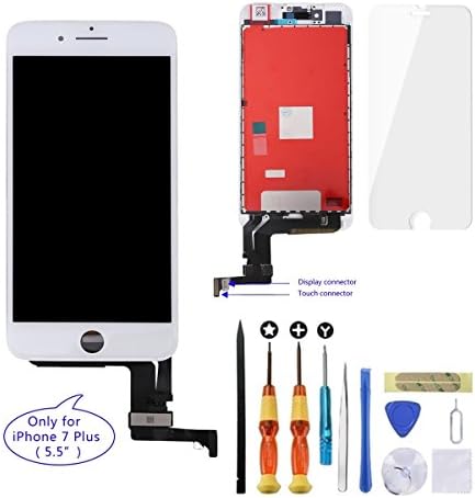 GULEEK iPhone 7 Plus Screen Replacement 5.5 inch LCD Display 3D Touch Screen Digitizer Assembly Replacement Screen with Repair Tool kit/Tempered Glass Screen Protector/Instruction（White）