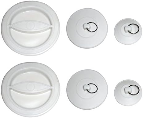 Set of 6 Sink, Drain Stoppers, Assorted Sizes; Small, Medium, Large