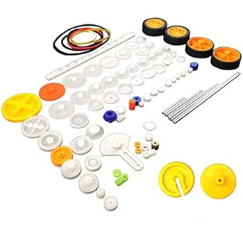 EUDAX 82 pcs Plastic Gear Package Kit DIY Gear Assortment Accessories Set for Toy Motor Car Robot Various Gear Axle Belt Bushings