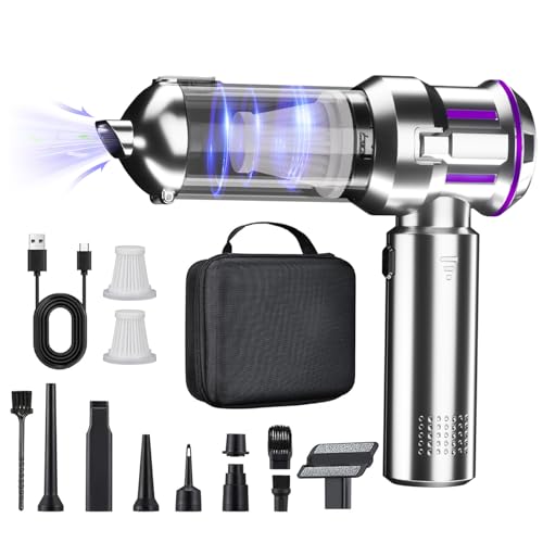 Aspiradora de Mano, Aspiradora de Coche de 22000 PA, Aspiradora Inalámbrica con Motor sin Escobillas, 3 Marchas, 220000 RPM, Mini Aspiradora Inalámbrica para Sofás y Alfombras