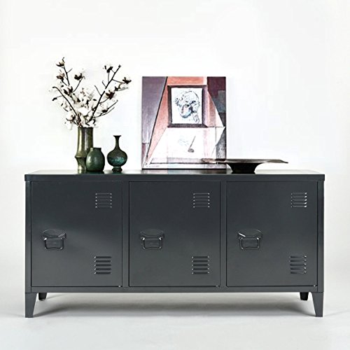 HouseinBox Office File Storage Metal Cabinet 3 Door Cupboard Locker Organizer Console Stand 3-in-1,Black