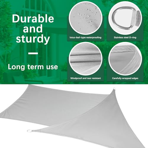 4 x 6 m Rectangular Sun Shade Sail, Premium 420D Oxford Fabric, UV Protection, Waterproof Tears, for Garden, Balcony and Terrace, Fixing Cables Included, Grey