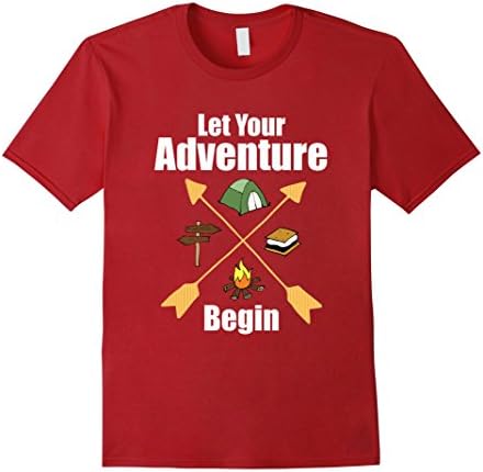 Mens Let Your Adventure Being Fun Scout Outdoor Camping T-Shirt Large Cranberry
