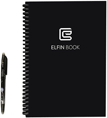 Elfinbook Smart Notebook Reusable Wirebound Notebook Innovation Notebook by NetEra (Black B5 Size)