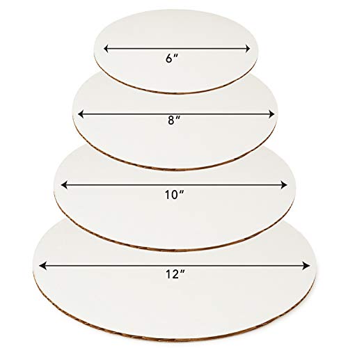 Round Cake Boards By Pro Dispose â€“ Set Of 24 White Cake Circles â€“ 6 Of Each Size Cake Rounds (6, 8, 10 & 12 Inches) â€“ Ideal For Cake Decorating & Multi-Tier Stacked Cakes â€“ Slip Resistant & Food Safe