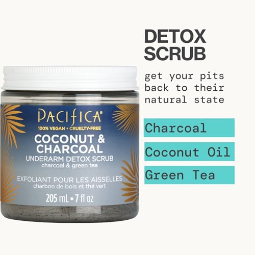 PACIFICA UNDERARM BODY SCRUB – ARMPIT DETOX COCONUT & CHARCOAL DEODORANT– EXFOLIATING & NOURISHING FOR NATURAL DEODORANT USERS – ALUMINUM-FREE & SAFE FOR SENSITIVE SKIN, VEGAN & CRUELTY-FREE, 7 FL OZ