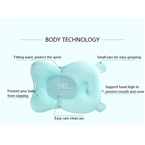 Baby Bathtub Seat for Sit-up Bathing,Newborn Bath Cushion Seat Support Net Bathing Mat,Anti-Slip Soft Comfort Mesh Shower Lounger Basin Pad W/Sling & Pillow - Thumbnail 5