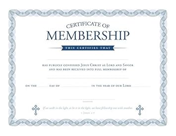 Certificate Of Membership Church Membership 8 5 X 11 Kjv Scripture Premium Blue Foil Embossed Kjv Package Of 6