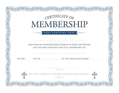 Certificate Of Membership Church Membership 8 5 X 11 Kjv Scripture Premium Blue Foil Embossed Kjv Package Of 6