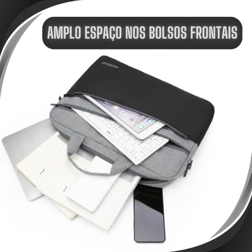 Capa Bolsa Maleta Notebook Com Alça De Ombro Alça De Mão Reforçada Impermeável Divisórias Case Note Bag Estojo Pasta Organizadora Notebook 16 Polegadas 2 Bolsos Externo Faculdade Escola Trabalho