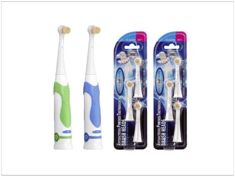 Mouthwatchers Antimicrobial Floss Bristle Silver Electric Power Toothbrush, Value Pack with Replacement Heads