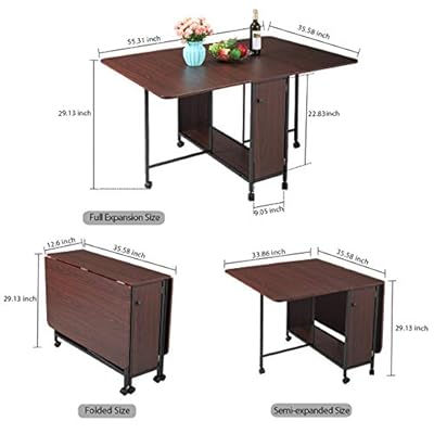 Buy Jaxsunny Folding Dining Table With 6 Wheels Space Saving Dining Table W Storage Kitchen Folding Table For Small Apartments Multi Use Table For Crafting Cutting Sewing Espresso Online In Turkey B081q8gmpf