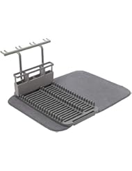 Umbra UDRY Rack and Microfiber Dish Drying Mat, Charcoal