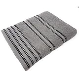 4 X STRIPED BRIGHT 100% COMBED COTTON SOFT ABSORBANT BLACK GREY HAND TOWELS