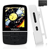 YOTON MP3 Player with Bluetooth 5.2, 64GB Storage, Mini Size, HiFi Music, with Sports Clip, Independent Volume Control, FM Radio, Includes Headphones, White