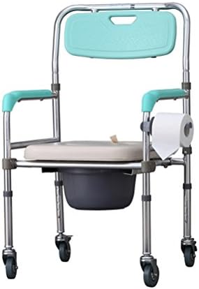 Movable Height Adjustable Folding Aluminum Commode Chair Toilet Chair Shower Chair with Detachable Toilet Tissue Bracket