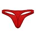 iiniim Men's Sexy Thong Underwear Low Rise Bikini T-Back G-String Ice Silk Briefs Red Medium (Waist 24.0-34.0