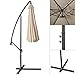 Giantex 10ft Outdoor Patio Sun Shade Umbrella Hanging Offset Crank W/Corss Base Garden Beige