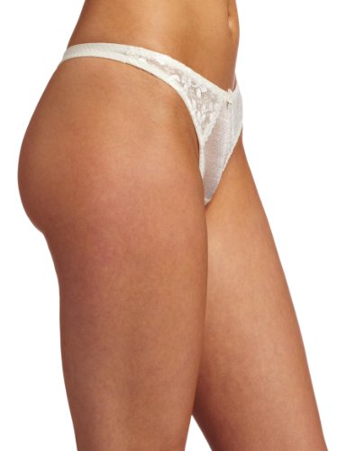 Carnival Womens Satin Lace Thong Panty, Ivory, XX-Large