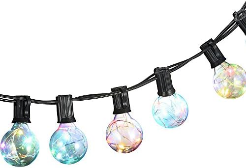 REXWAY Multi-Color G40 Globe Starry String Lights with 25 Colorful Flashing Bulbs, UL Listed 3W Energy Efficient, Perfect for Porch, Indoor/Outdoor Backyard Bistro Patio, Party, Celebration Decoration