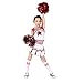 LOLANTA Little Girls Cheerleader Uniform Outfit Cheerleading Costume Fun Varsity Brand Youth Red White (Red, 5-6)