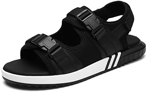 UNbox Mens Buckle Sandals Summer Beach Soft Flat Slipper Outdoor Shoes Black 46