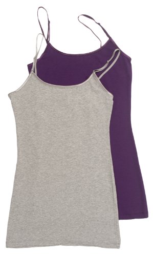 2 Pack Active Basic Women's Plus Size Basics Cami Tank Top 2X H Gray, Purple