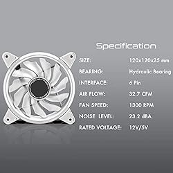 EZDIY-FAB White Moonlight 120mm RGB Case Fan with