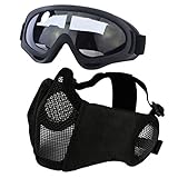 Airsoft Mask with Goggles, Foldable Half Face