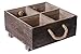 Dwellbee Rustic Wood Organizer Caddy with Rope Handles, Square (Pine Wood)