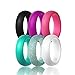 beilove Silicone Wedding Ring for Women,Singles & 6 Pack(Black,Deep Purple,Turquoise,Pink,White and Turquoise Glitter,Size 6)