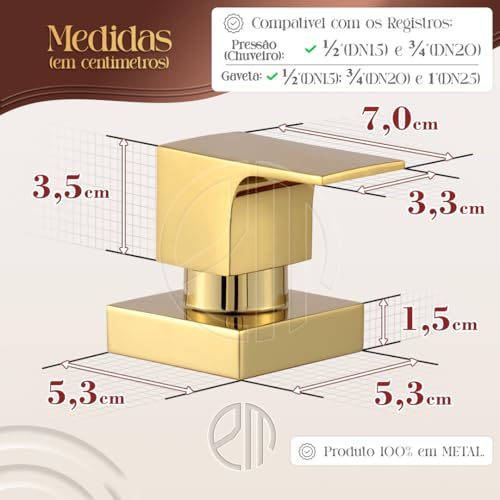 Acabamento Registro Quadrado Alavanca Dourado Brilhante Padrão Docol