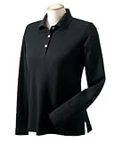 Devon & Jones Ladies' Pima Piqué Long-Sleeve Polo L Black