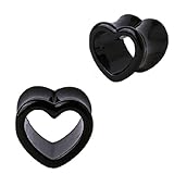 Plugs Black Heart Tunnel, Gauges Plugs 2G-14mm (2 Pieces)