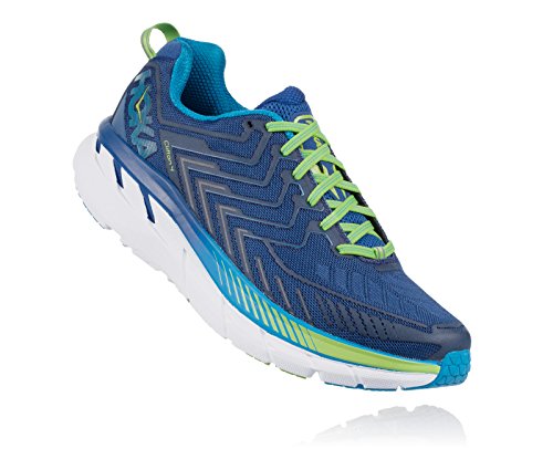 Hoka One One Men's Clifton 4 Shoe (12, True Blue/Jasmine Green)