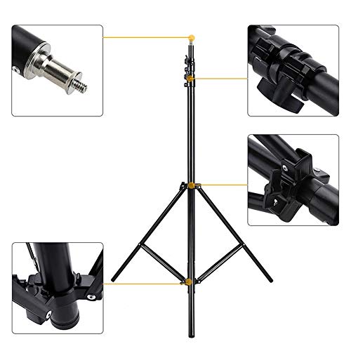 Dunnomart 2m/6.6ft Light Stand Tripod w/ 1/4" Screw for Studio Photo Video Lighting Softbox Flash Lamps Umbrella Reflectors Backgrounds
