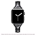 Secbolt Leather Bands Compatible with Apple Watch Band 38mm 40mm 41mm Iwatch SE Series 9 8 7 6 5 4 3 2 1 Slim Replacement Wristband Strap Stainless Steel Buckle, Black